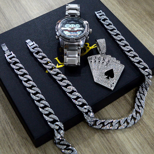COMBO CADENA+RELOJ+PULSERA+DIJE